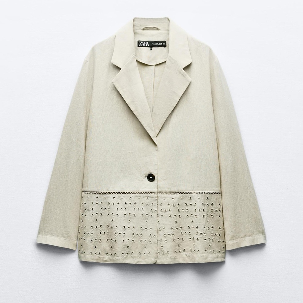 Zara - Embroidered Linen Blend Jacket